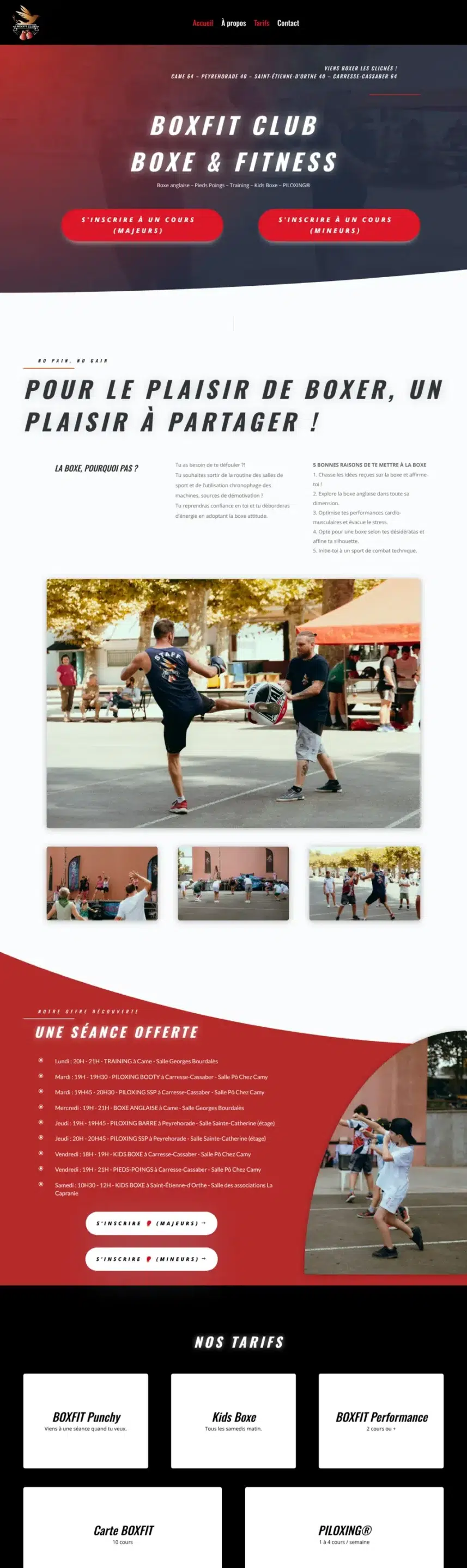 Créateur site web Lucas Fonseque 33 Site web du BoxFit Club, club de boxe et de fitness