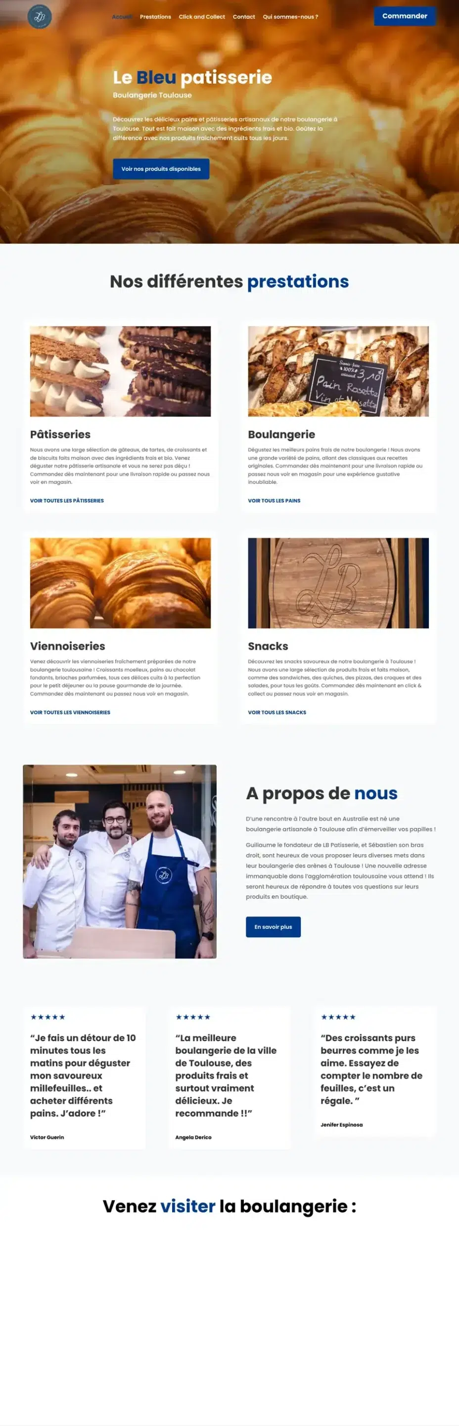 Créateur site web Lucas Fonseque 39 Site web de Le Bleu Pâtisserie, boulangerie-pâtisserie à Toulouse