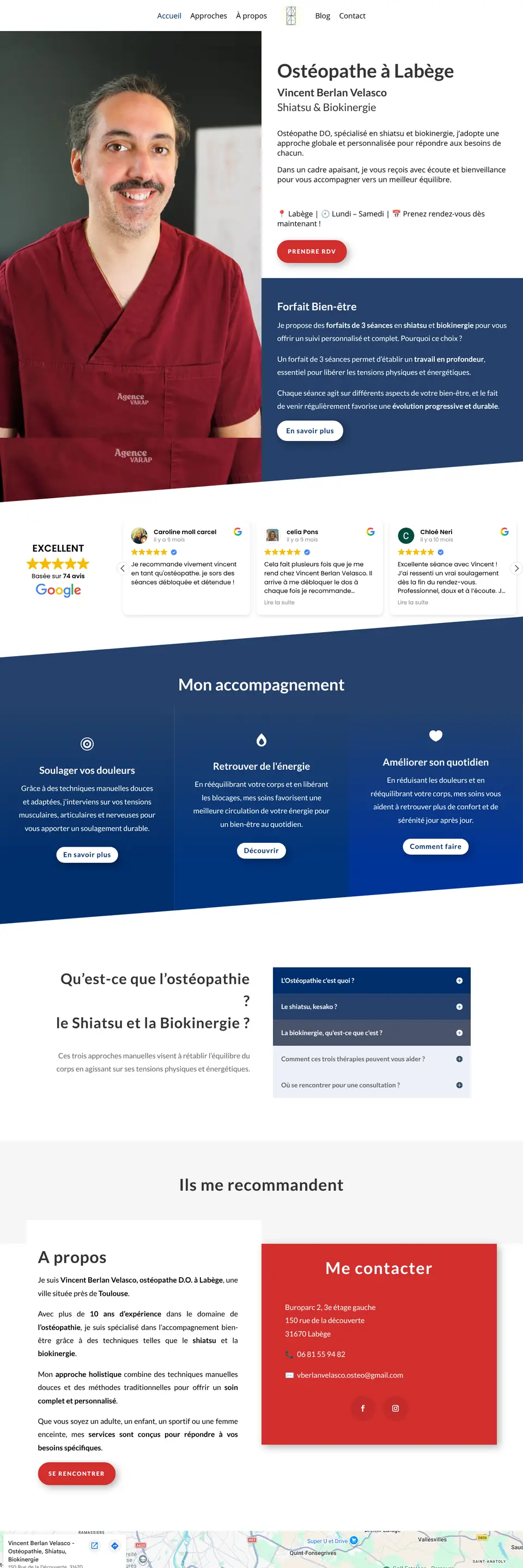 Créateur site web Lucas Fonseque 35 Site web de Vincent Berlan Velasco, ostéopathe à Labège