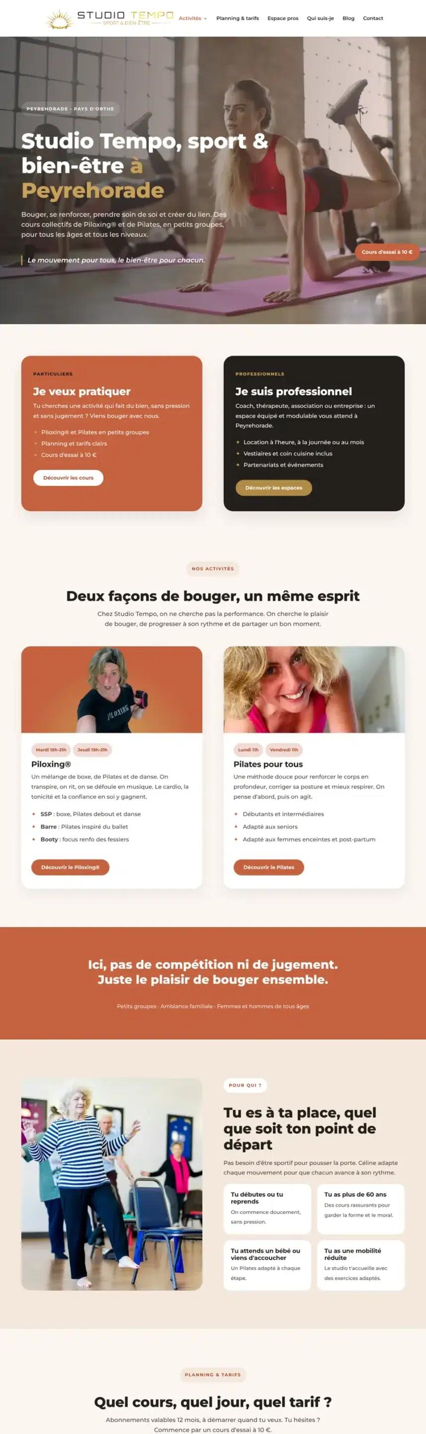 Créateur site web Lucas Fonseque 32 Site web de Studio Tempo, studio de sport et bien-être à Peyrehorade